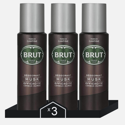 Brut - Musk - Desodorante Spray - 3 Sprays (Caja de 3 Sprays x 200 ml)